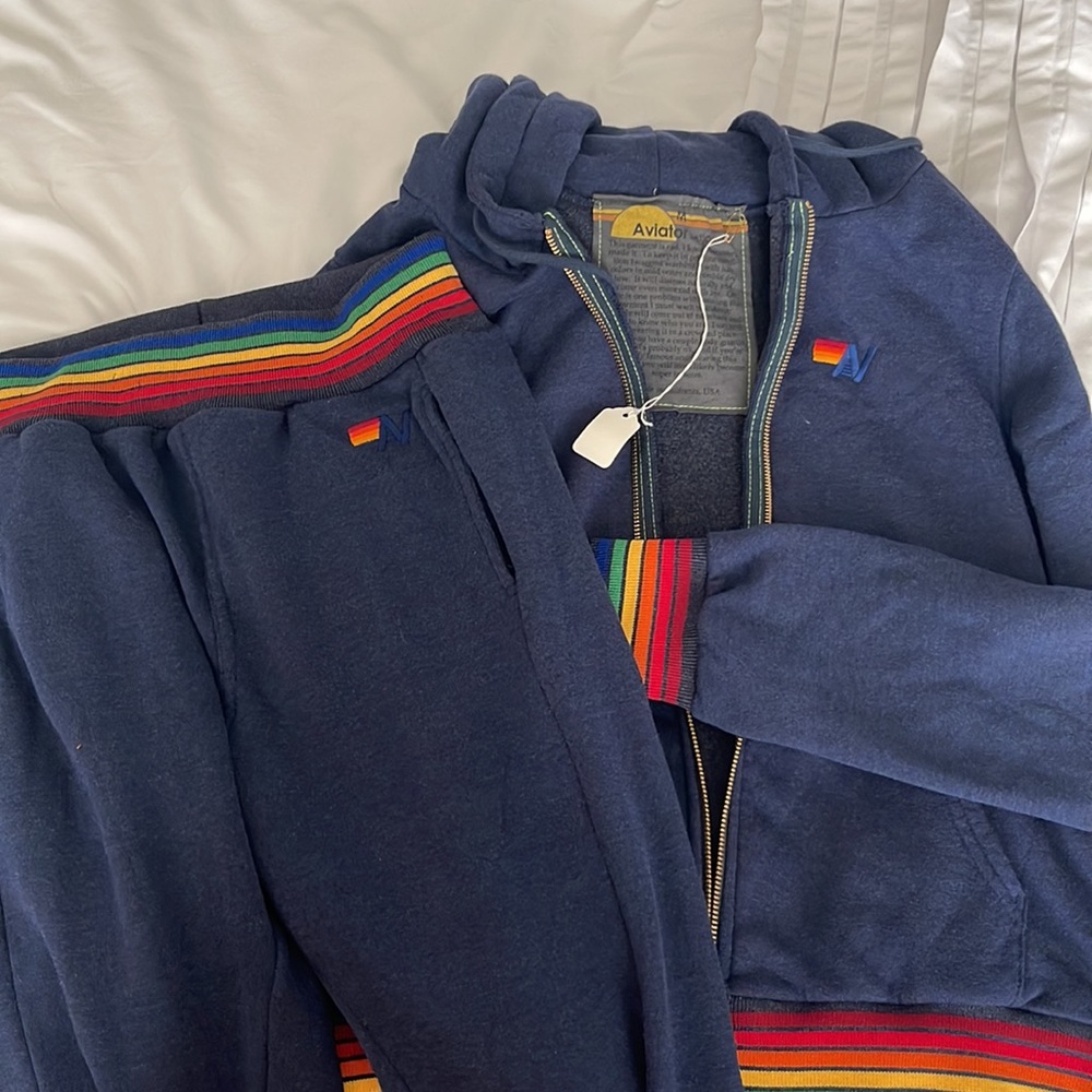 NWT Aviator Nation Rainbow Rib Set Women’s M New With Tags